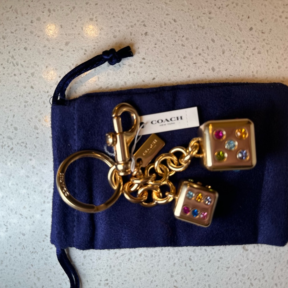 Coach Gold Keychain/ Bag charm with Multicolor Accents
